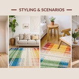 Ultra Soft Area Rug, Non Slip, Stain Resistant, Washable Area Rugs for Living Room, Bedroom, Cozy Multicolor Geometric Flow(Yellow)