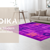Ultra Soft Area Rug, Non Slip, Stain Resistant, Washable Area Rugs for Living Room, Bedroom, Sophisticated Lettered Design with Color Pop(Purple)