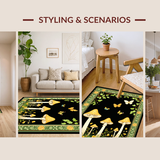 Ultra Soft Area Rug, Non Slip, Stain Resistant, Washable Area Rugs for Living Room, Bedroom, Artful Black and Green Elements(Yellow)