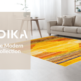 Ultra Soft Area Rug, Non Slip, Stain Resistant, Washable Area Rugs for Living Room, Bedroom, Contemporary Round Floral Motif(Yellow)