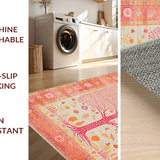 Ultra Soft Area Rug, Non Slip, Stain Resistant, Washable Area Rugs for Living Room, Bedroom, Charming Whimsical Botanical Style(Orange)