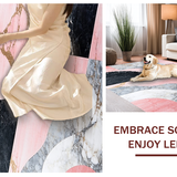 Ultra Soft Area Rug, Non Slip, Stain Resistant, Washable Area Rugs for Living Room, Bedroom, Contemporary Black and Gray Abstract Design(Pink)