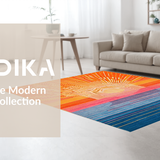 Ultra Soft Area Rug, Non Slip, Stain Resistant, Washable Area Rugs for Living Room, Bedroom, Artistic Round Design with Radiance(Orange)