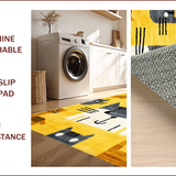 Ultra Soft Area Rug, Non Slip, Stain Resistant, Washable Area Rugs for Living Room, Bedroom, Charming Cartoon Cat Aesthetic(Yellow)