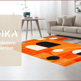 Ultra Soft Area Rug, Non Slip, Stain Resistant, Washable Area Rugs for Living Room, Bedroom, Chic Mid-Century Modern Artistry(Orange)