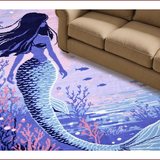 Ultra Soft Area Rug, Non Slip, Stain Resistant, Washable Area Rugs for Living Room, Bedroom, Mermaid Theme Girls Bedroom Pastel Area Rug(Purple)