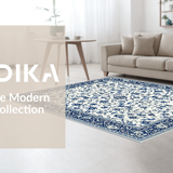 Ultra Soft Area Rug, Non Slip, Stain Resistant, Washable Area Rugs for Living Room, Bedroom, Contemporary Light Blue Blossom Patterns(White)