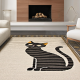 Ultra Soft Area Rug, Non Slip, Stain Resistant, Washable Area Rugs for Living Room, Bedroom, Elegant Artistic Sleepy Cat Theme(Gray)