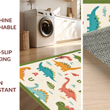 Ultra Soft Area Rug, Non Slip, Stain Resistant, Washable Area Rugs for Living Room, Bedroom, Joyful ABC Dinosaur Visual Delight(Ivory)