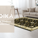 Ultra Soft Area Rug, Non Slip, Stain Resistant, Washable Area Rugs for Living Room, Bedroom, Rustic Tiled Pattern Diversity(Black)