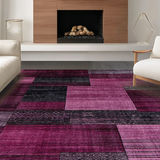 Ultra Soft Area Rug, Non Slip, Stain Resistant, Washable Area Rugs for Living Room, Bedroom, Lively Whimsical Stripe Design(Purple)
