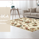 Ultra Soft Area Rug, Non Slip, Stain Resistant, Washable Area Rugs for Living Room, Bedroom, Vintage Floral Neutral Living Room Stain-Resistant Rug(Beige)