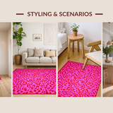 Ultra Soft Area Rug, Non Slip, Stain Resistant, Washable Area Rugs for Living Room, Bedroom, Playful Cartoonish Cheetah Aesthetic(Pink)