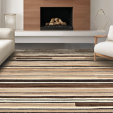 Ultra Soft Area Rug, Non Slip, Stain Resistant, Washable Area Rugs for Living Room, Bedroom, Contemporary Chic Striped Elegance(Beige)