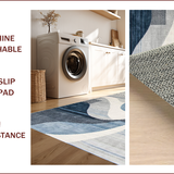 Ultra Soft Area Rug, Non Slip, Stain Resistant, Washable Area Rugs for Living Room, Bedroom, Chic Grey Geometric Elements(Blue)