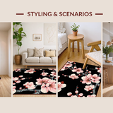 Ultra Soft Area Rug, Non Slip, Stain Resistant, Washable Area Rugs for Living Room, Bedroom, Chic Japanese-Inspired Nature Motif(Pink)