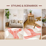 Ultra Soft Area Rug, Non Slip, Stain Resistant, Washable Area Rugs for Living Room, Bedroom, Pastel Ombre Linear Aesthetics(Red)