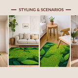 Ultra Soft Area Rug, Non Slip, Stain Resistant, Washable Area Rugs for Living Room, Bedroom, Serene 3D Leaf Arrangement(Green)