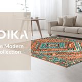 Ultra Soft Area Rug, Non Slip, Stain Resistant, Washable Area Rugs for Living Room, Bedroom, Stylish Abstract Ethnic Design(Orange)