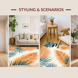 Ultra Soft Area Rug, Non Slip, Stain Resistant, Washable Area Rugs for Living Room, Bedroom, Playful Floral Tropics Palette(Orange)
