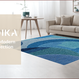 Ultra Soft Area Rug, Non Slip, Stain Resistant, Washable Area Rugs for Living Room, Bedroom, Primitive Jute Striped Half Circle(Blue)
