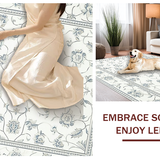 Ultra Soft Area Rug, Non Slip, Stain Resistant, Washable Area Rugs for Living Room, Bedroom, Rustic Elegant Floral Arrangement(White)