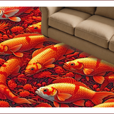 Ultra Soft Area Rug, Non Slip, Stain Resistant, Washable Area Rugs for Living Room, Bedroom, Artistic Fishing Themed Indoor Outdoor Low Pile Rug(Red)