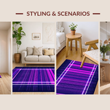 Ultra Soft Area Rug, Non Slip, Stain Resistant, Washable Area Rugs for Living Room, Bedroom, Bright Iridescent Kaleidoscopic Pattern(Purple)