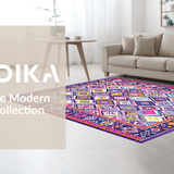 Ultra Soft Area Rug, Non Slip, Stain Resistant, Washable Area Rugs for Living Room, Bedroom, Artful Abstract Mosaic Arrangement(Purple)