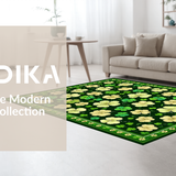 Ultra Soft Area Rug, Non Slip, Stain Resistant, Washable Area Rugs for Living Room, Bedroom, Elegant Seasonal Leaf Pattern(Green)