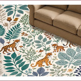 Ultra Soft Area Rug, Non Slip, Stain Resistant, Washable Area Rugs for Living Room, Bedroom, Modern Jungle Print Stain-Resistant Living Room Mat(White)