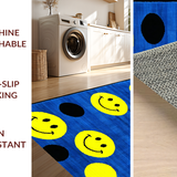 Ultra Soft Area Rug, Non Slip, Stain Resistant, Washable Area Rugs for Living Room, Bedroom, Playful Geometric Face Pattern(Blue)