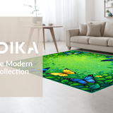 Ultra Soft Area Rug, Non Slip, Stain Resistant, Washable Area Rugs for Living Room, Bedroom, Whimsical Green Insect Patterned Piece(Green)