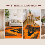 Ultra Soft Area Rug, Non Slip, Stain Resistant, Washable Area Rugs for Living Room, Bedroom, Striking Orange Graphic Aesthetic(Orange)