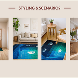 Ultra Soft Area Rug, Non Slip, Stain Resistant, Washable Area Rugs for Living Room, Bedroom, Stylish Earthy Abstract Motif(Blue)