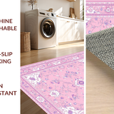Ultra Soft Area Rug, Non Slip, Stain Resistant, Washable Area Rugs for Living Room, Bedroom, Charming Whimsical Floral Array(Pink)