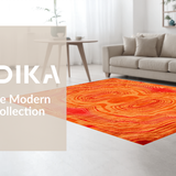 Ultra Soft Area Rug, Non Slip, Stain Resistant, Washable Area Rugs for Living Room, Bedroom, Dynamic Color Burst Contemporary Flair(Orange)