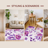 Ultra Soft Area Rug, Non Slip, Stain Resistant, Washable Area Rugs for Living Room, Bedroom, Cozy Vibrant Garden Influence(Purple)
