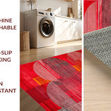 Ultra Soft Area Rug, Non Slip, Stain Resistant, Washable Area Rugs for Living Room, Bedroom, Bold Abstract Circle Composition(Red)