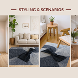 Ultra Soft Area Rug, Non Slip, Stain Resistant, Washable Area Rugs for Living Room, Bedroom, Modern Bow Carpet:  Stylish Black Stitch Design(Gray)