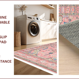 Ultra Soft Area Rug, Non Slip, Stain Resistant, Washable Area Rugs for Living Room, Bedroom, Pastel Traditional Bedroom Area Rug(Pink)