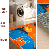 Ultra Soft Area Rug, Non Slip, Stain Resistant, Washable Area Rugs for Living Room, Bedroom, Energetic Blue and White Pattern(Orange)