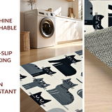 Ultra Soft Area Rug, Non Slip, Stain Resistant, Washable Area Rugs for Living Room, Bedroom, Charming Cartoon Cat Silhouette(Gray)