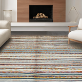 Ultra Soft Area Rug, Non Slip, Stain Resistant, Washable Area Rugs for Living Room, Bedroom, Whimsical Soft-Toned Stripe Arrangement(Orange)