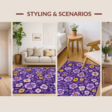 Ultra Soft Area Rug, Non Slip, Stain Resistant, Washable Area Rugs for Living Room, Bedroom, Luxurious Vibrant Garden Style(Purple)