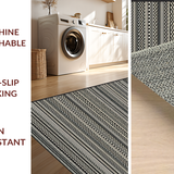 Ultra Soft Area Rug, Non Slip, Stain Resistant, Washable Area Rugs for Living Room, Bedroom, Trendy Minimalist Tribal Design Element(Black)