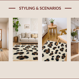 Ultra Soft Area Rug, Non Slip, Stain Resistant, Washable Area Rugs for Living Room, Bedroom, Contemporary Antelope Print Kitchen Carpet Non-Slip Design(Beige)