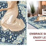 Ultra Soft Area Rug, Non Slip, Stain Resistant, Washable Area Rugs for Living Room, Bedroom, Stylish Patterned Ogee Arrangement(Blue)