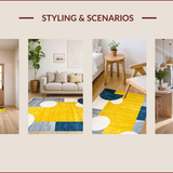 Ultra Soft Area Rug, Non Slip, Stain Resistant, Washable Area Rugs for Living Room, Bedroom, Contemporary Circular Design Elegance(Yellow)
