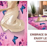 Ultra Soft Area Rug, Non Slip, Stain Resistant, Washable Area Rugs for Living Room, Bedroom, Soft Pastel Butterfly Bliss(Pink)